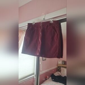 Kohl's Deep Red Mini Skirt with Front Zipper